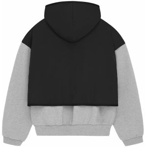 Felpa con cappuccio Essentials nera x grigia