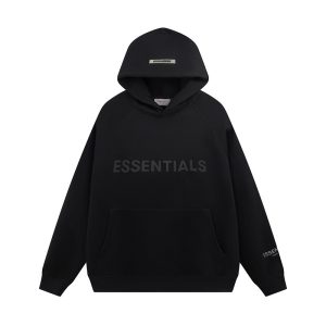 Felpa con cappuccio Essentials nera opaca